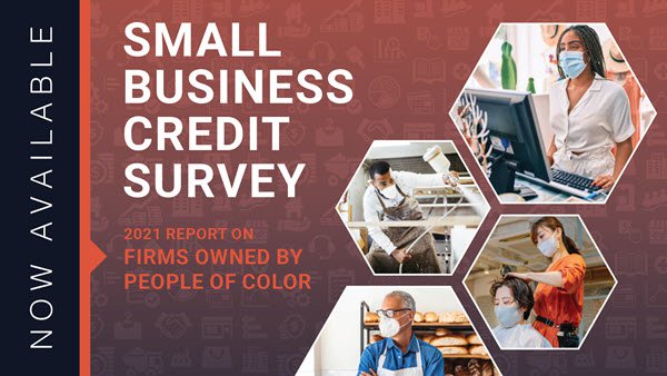 Small Business Credit Survey cover art showing employees working at different businesses